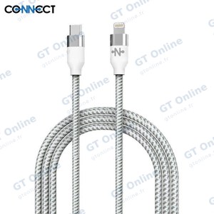 Câble Data USB-C vers Lightning CONNECT MC-CLB3 Nylon Tressé 20W (1m) Blanc