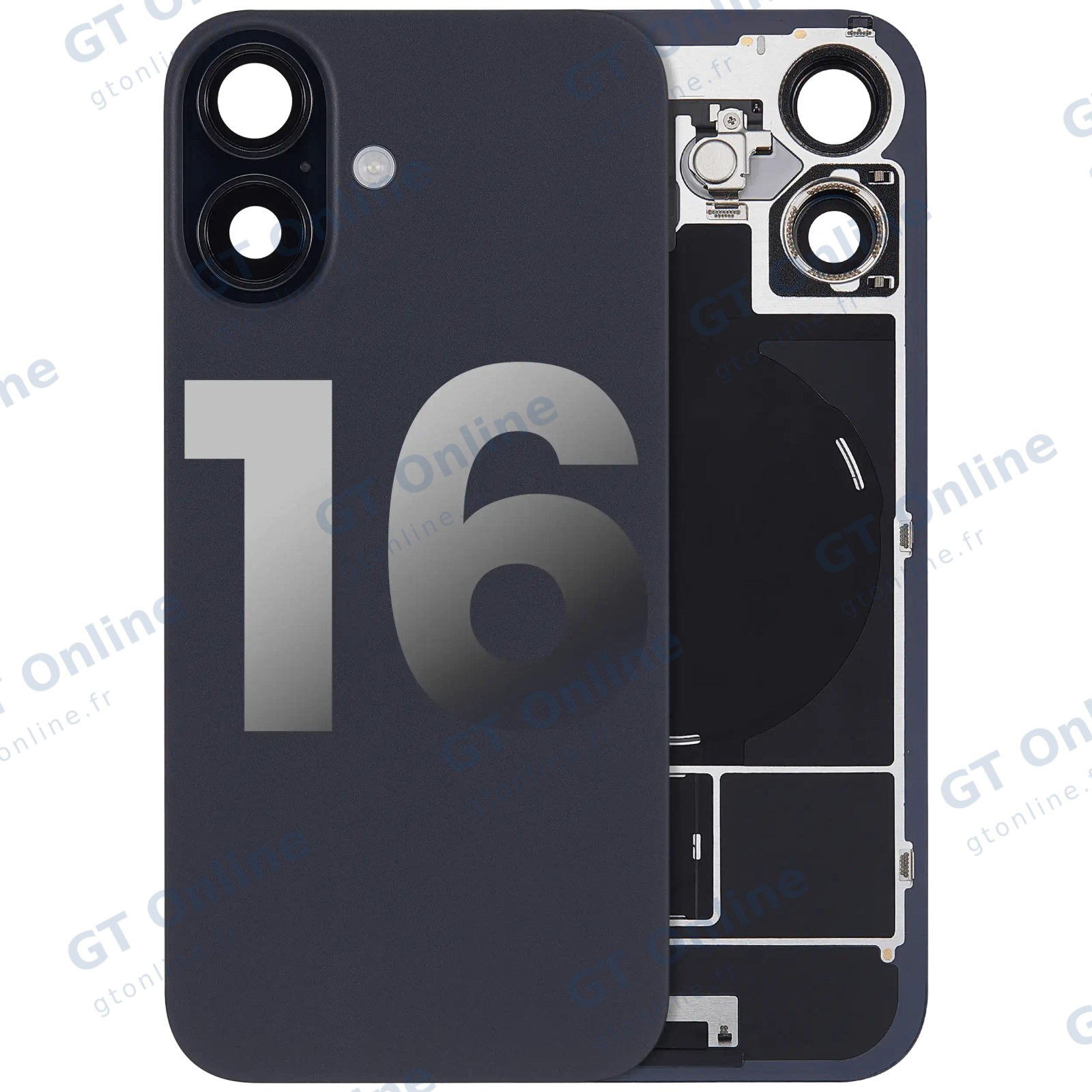 Vitre arrière pour Apple iPhone 16 (origine d'occasion — grade B, noir)
