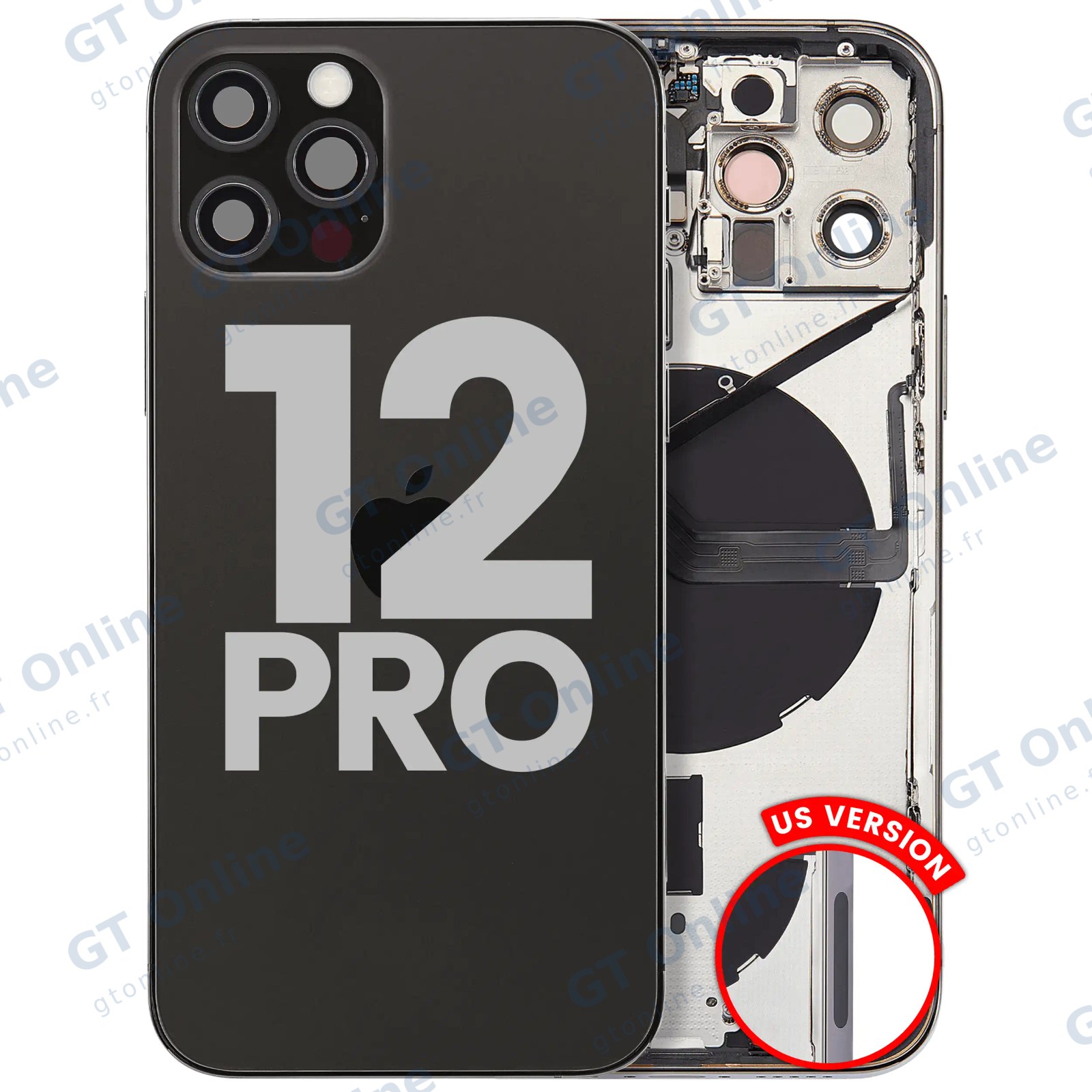 Châssis pour Apple iPhone 12 Pro (version US, origine d'occasion — grade B, graphite)