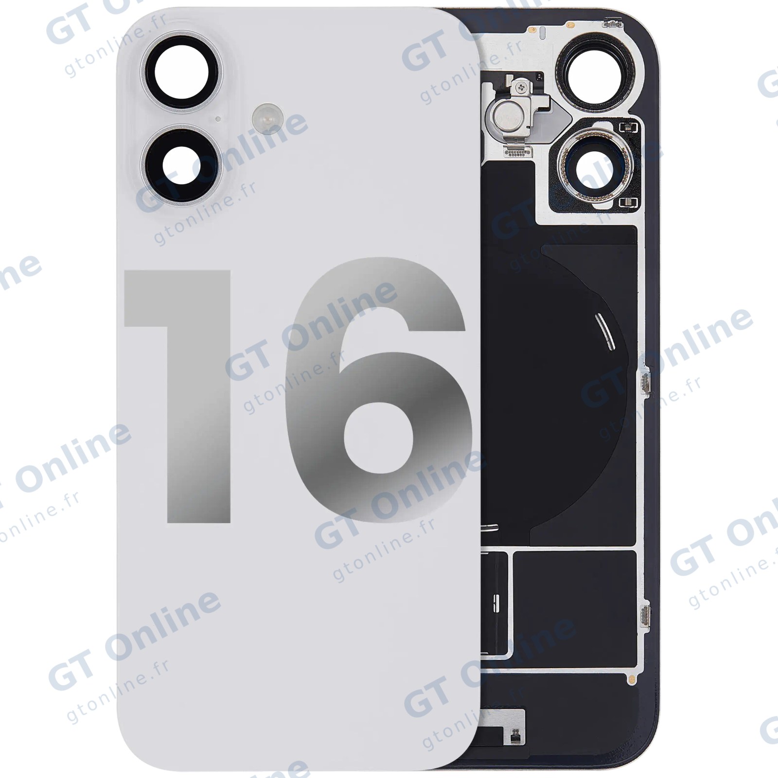 Vitre arrière pour Apple iPhone 16 (origine d'occasion — grade A, blanc)
