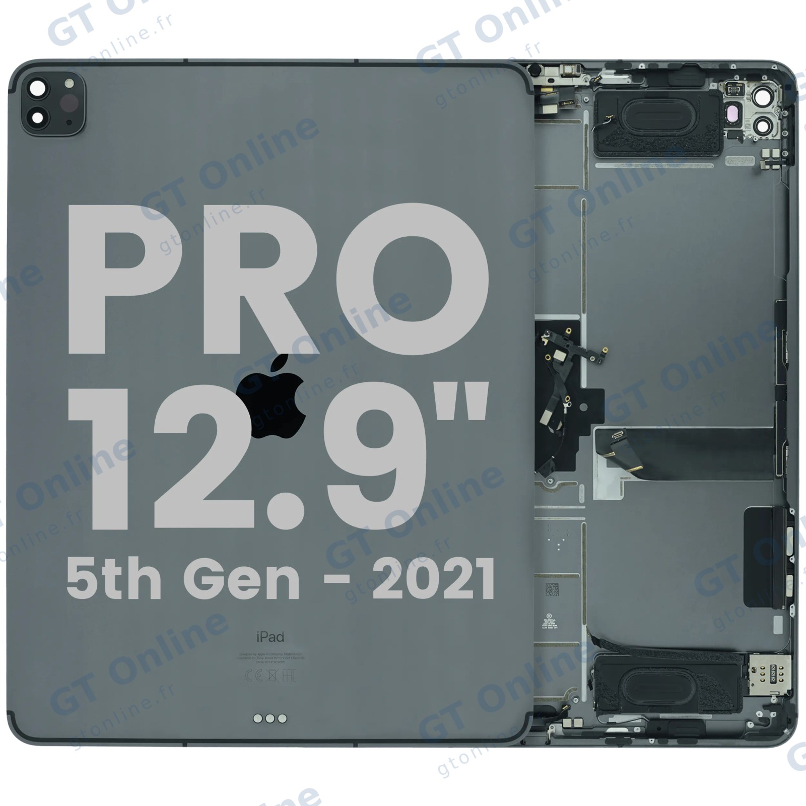 Coque arrière avec petits composants pour iPad Pro 12,9 pouces (2021, occasion d’origine grade A, gris sidéral)