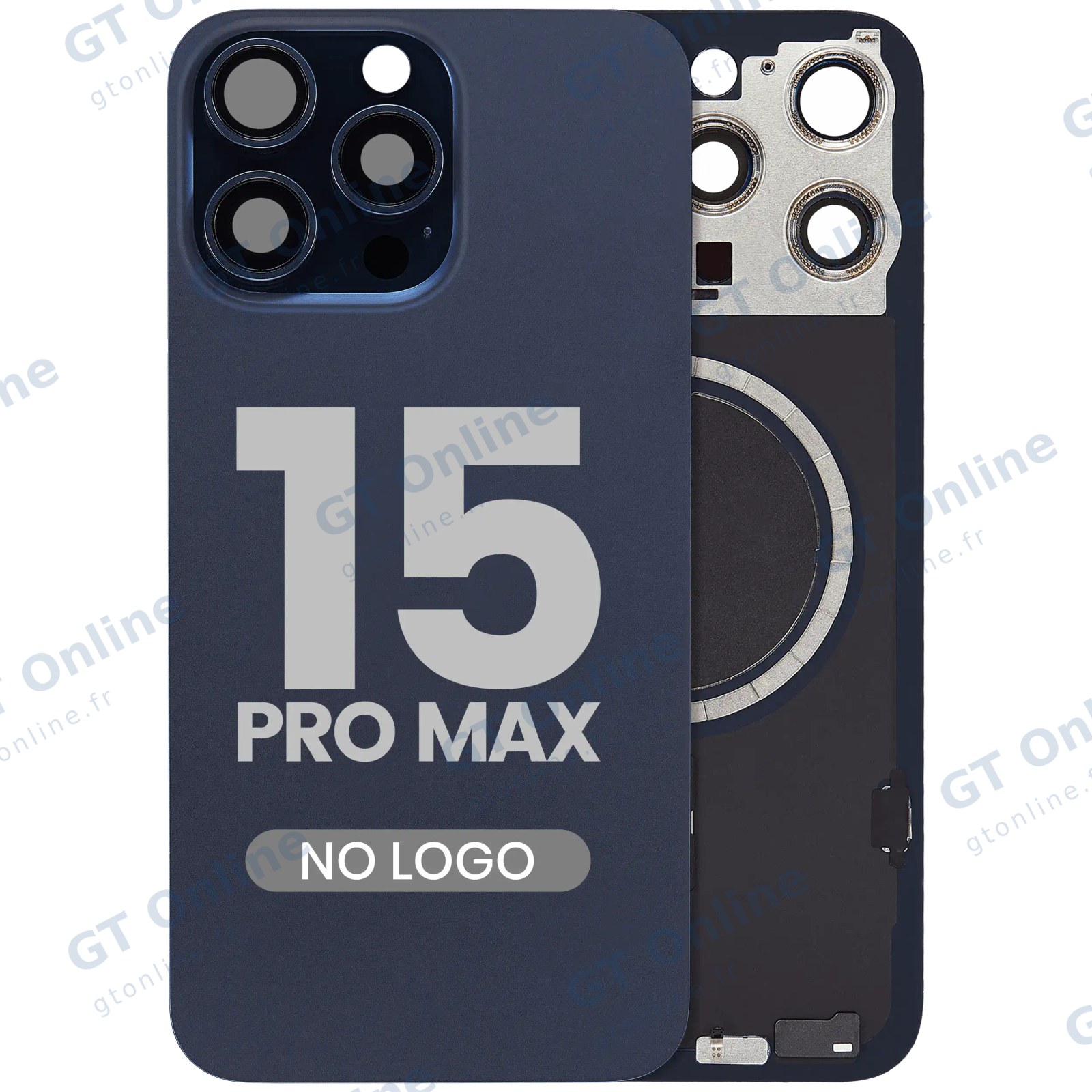 Vitre arrière pour Apple iPhone 15 Pro Max (sans logo, compatible, Blue Titanium) — réf. 107183138951