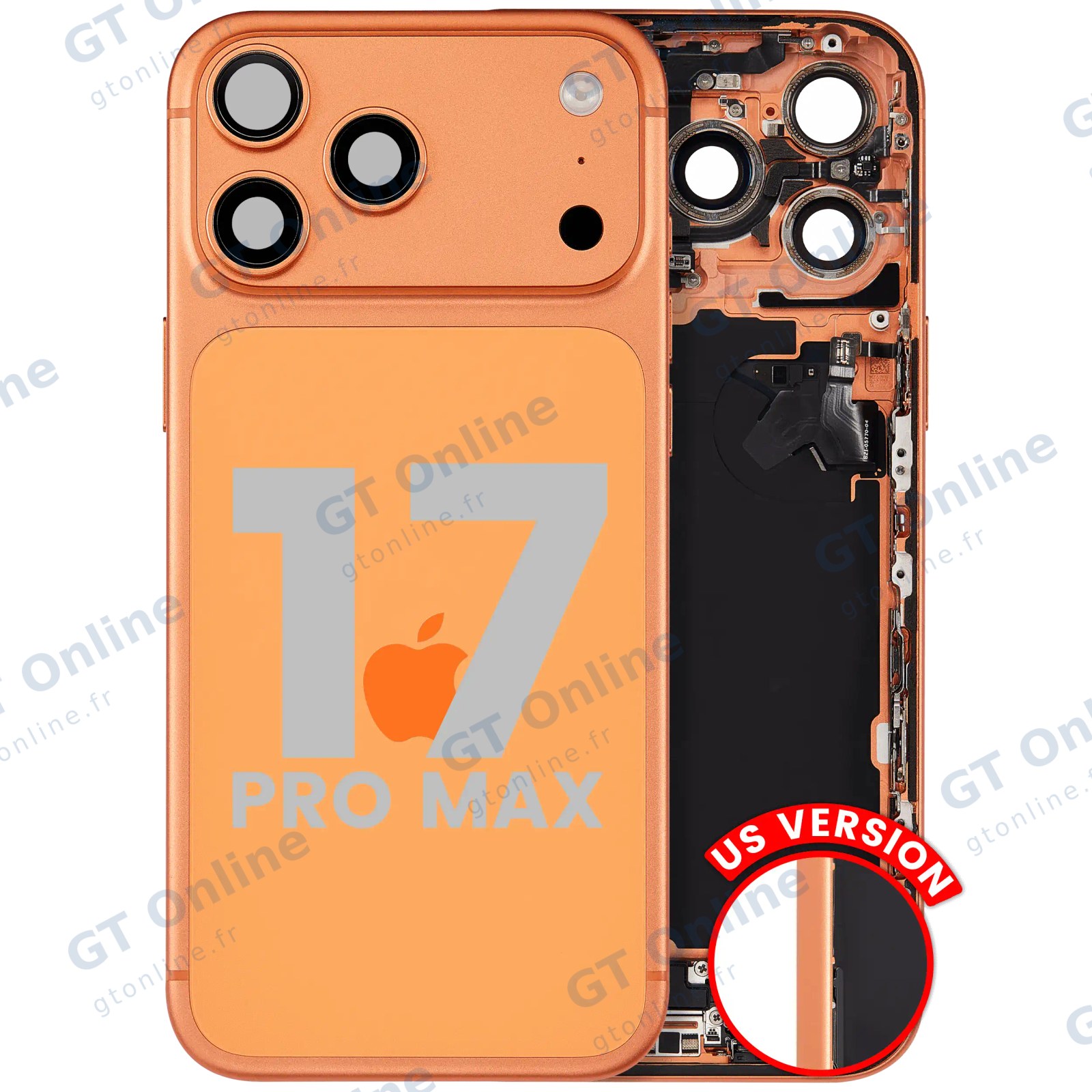 Châssis pour Apple iPhone 17 Pro Max (version US, origine d'occasion — grade B, Cosmic Orange)