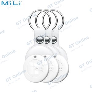 Traceur GPS MILI MiTag Duo avec Étui en Cuir PU (x3) Apple Find My & Google Find Hub Blanc