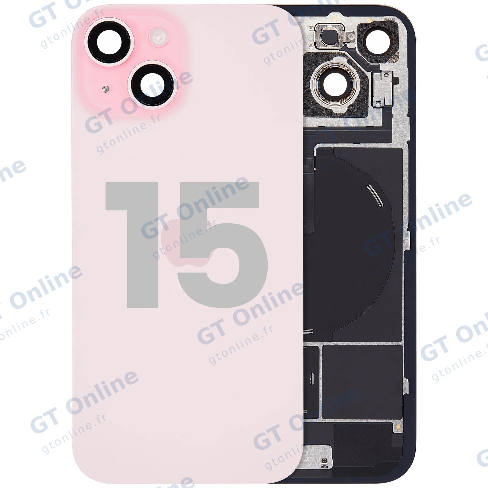 Vitre arrière pour Apple iPhone 15 (origine d'occasion — grade B, rose)