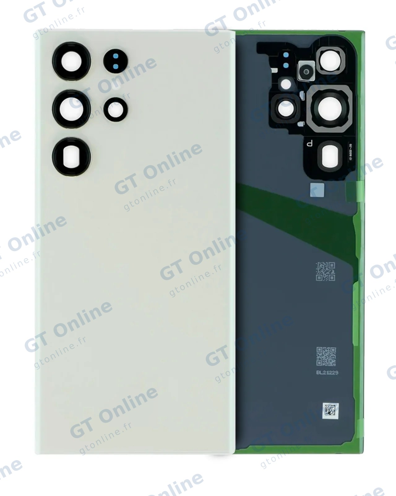 Vitre arrière pour Samsung Galaxy S23 Ultra (pack service origine, Cream)