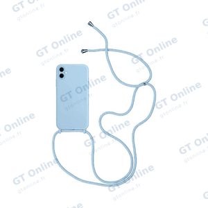 Coque Silicone avec Cordon Apple iPhone 16 Plus (#3) Bleu Clair