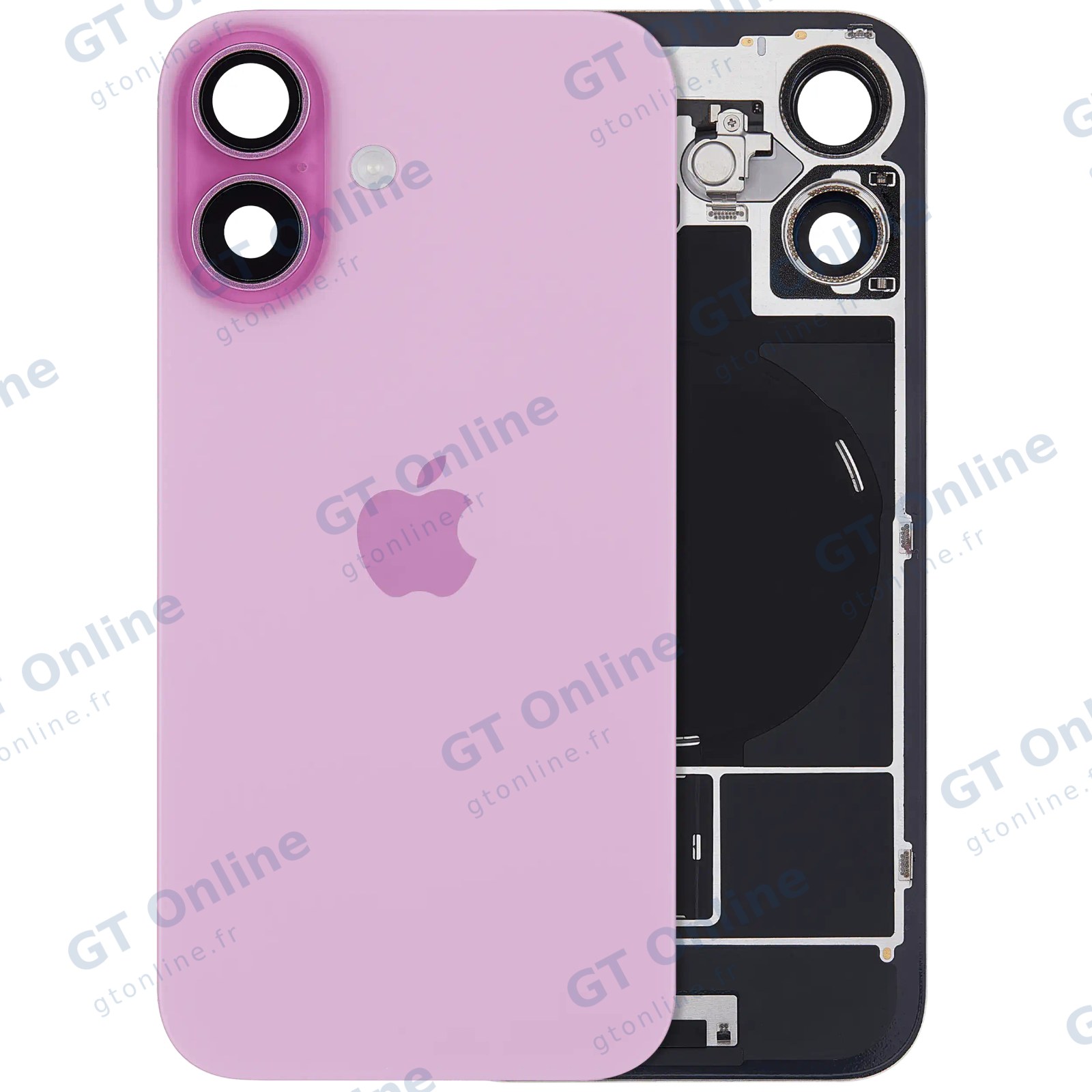 Vitre arrière avec MagSafe, NFC et nappe flash pour Apple iPhone 16 (UK / EU Version, origine, rose)