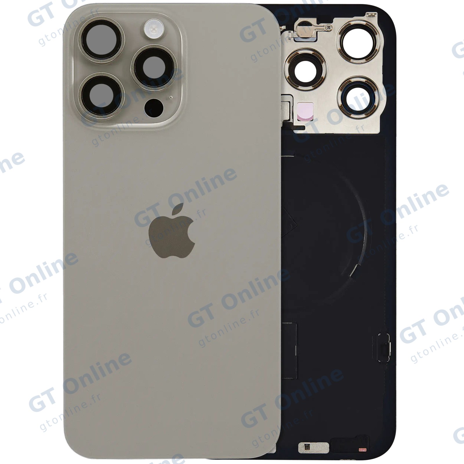 Vitre arrière avec MagSafe, NFC et nappe flash pour Apple IPhone 15 Pro Max (origine, titane naturel)