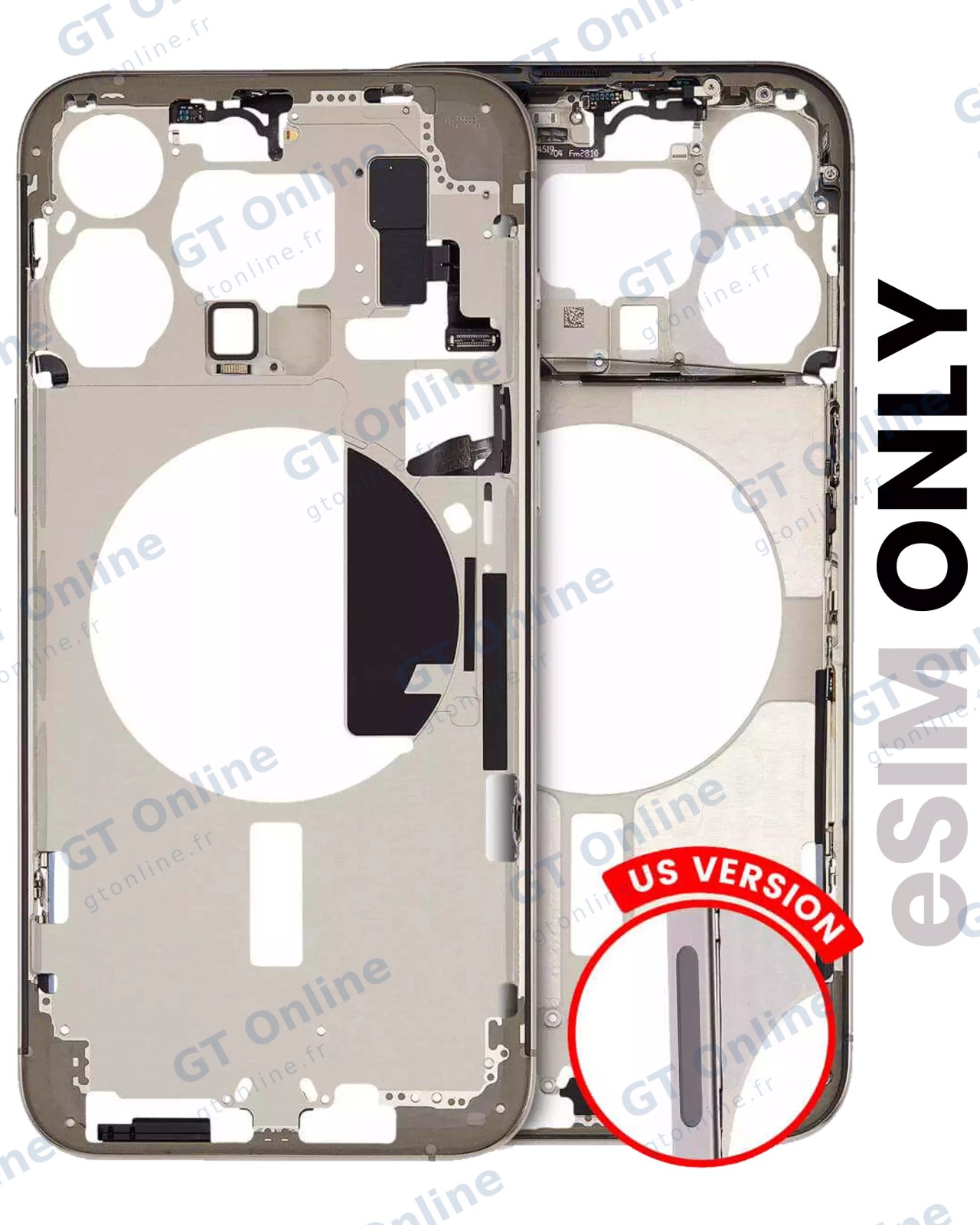 Châssis pour Apple iPhone 15 Pro Max (version US, origine d'occasion — grade A, Natural Titanium)