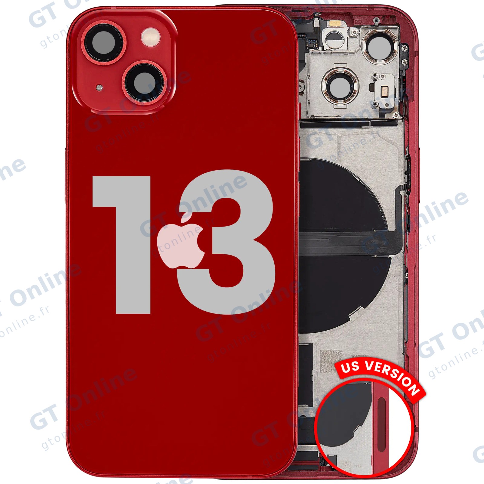 Châssis pour Apple iPhone 13 (version US, origine d'occasion — grade B, rouge) — réf. 107282226671