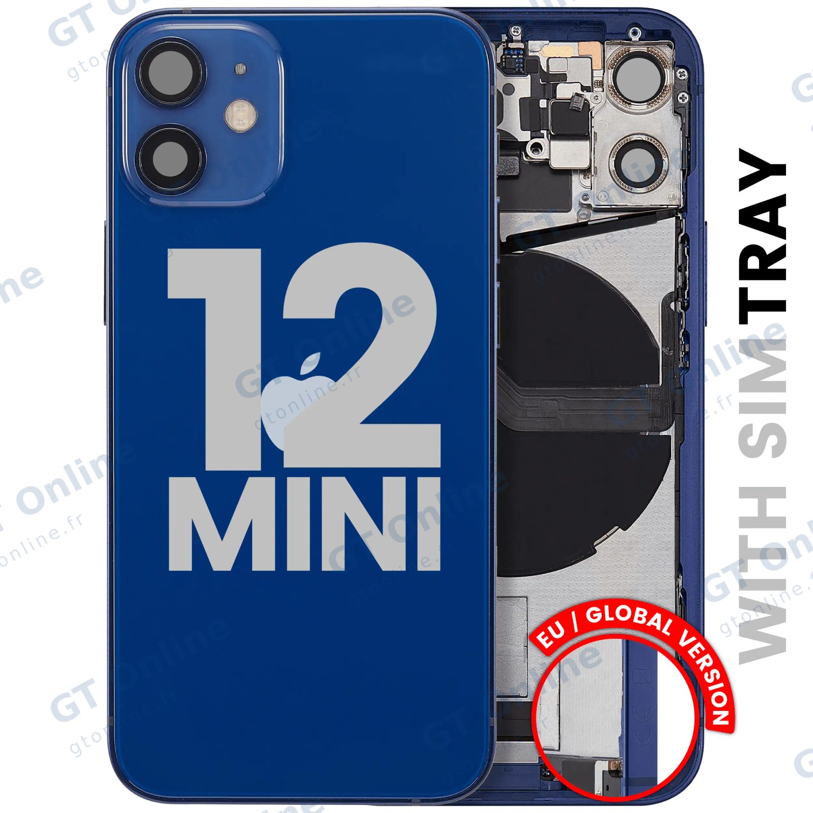 Châssis pour Apple iPhone 12 Mini (version EU, origine d'occasion — grade B, bleu)