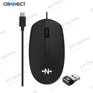 Souris Filaire CONNECT MC-SFN01 (Type-C) avec Adaptateur Type-C vers USB Noir