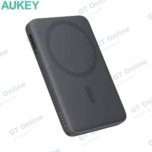 Batterie Externe Power Bank sans Fil Magnétique AUKEY avec Câble USB-C vers USB-C 30cm PB-MS03 5000mAh 20W Gris