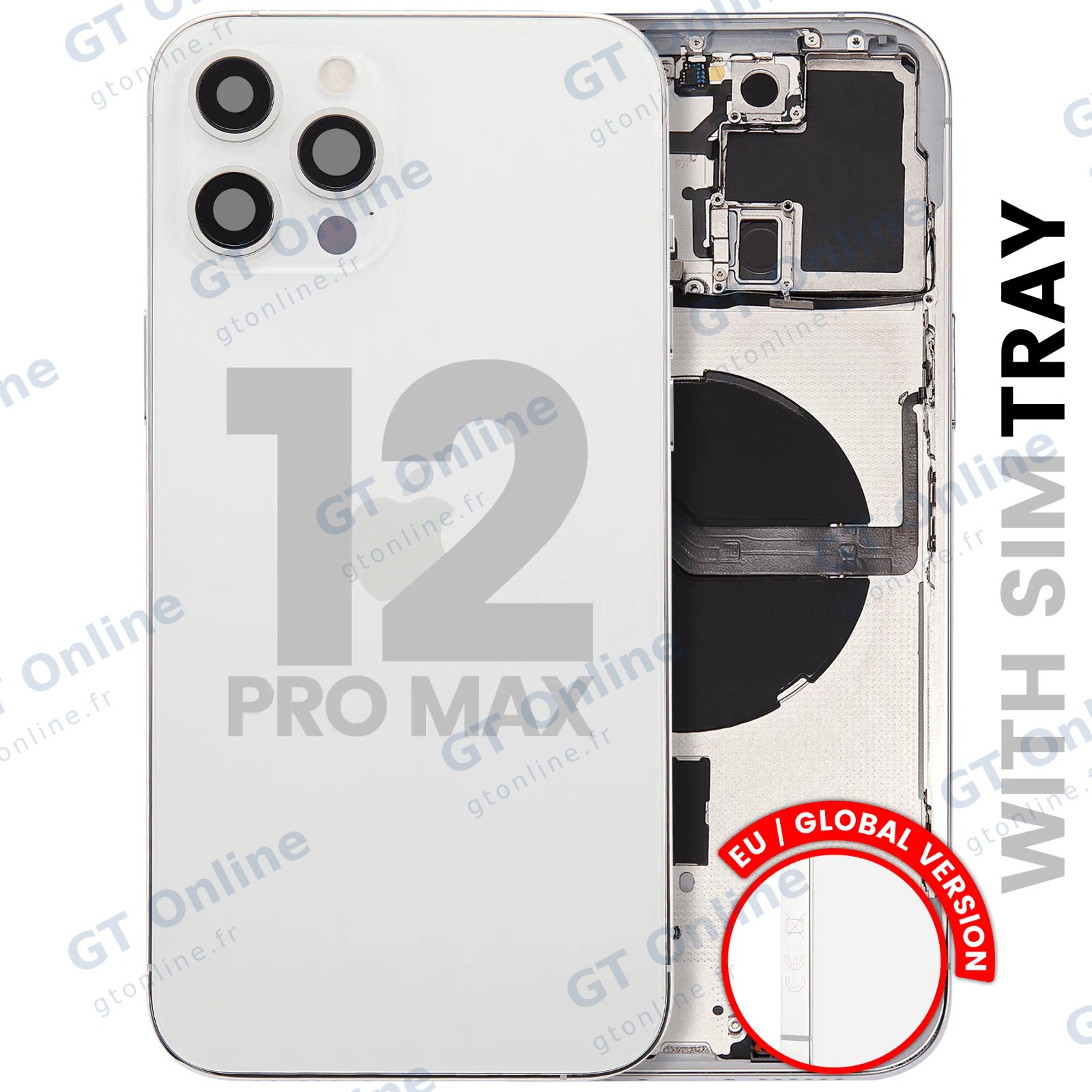 Châssis pour Apple iPhone 12 Pro Max (version EU, origine d'occasion — grade B, argent)