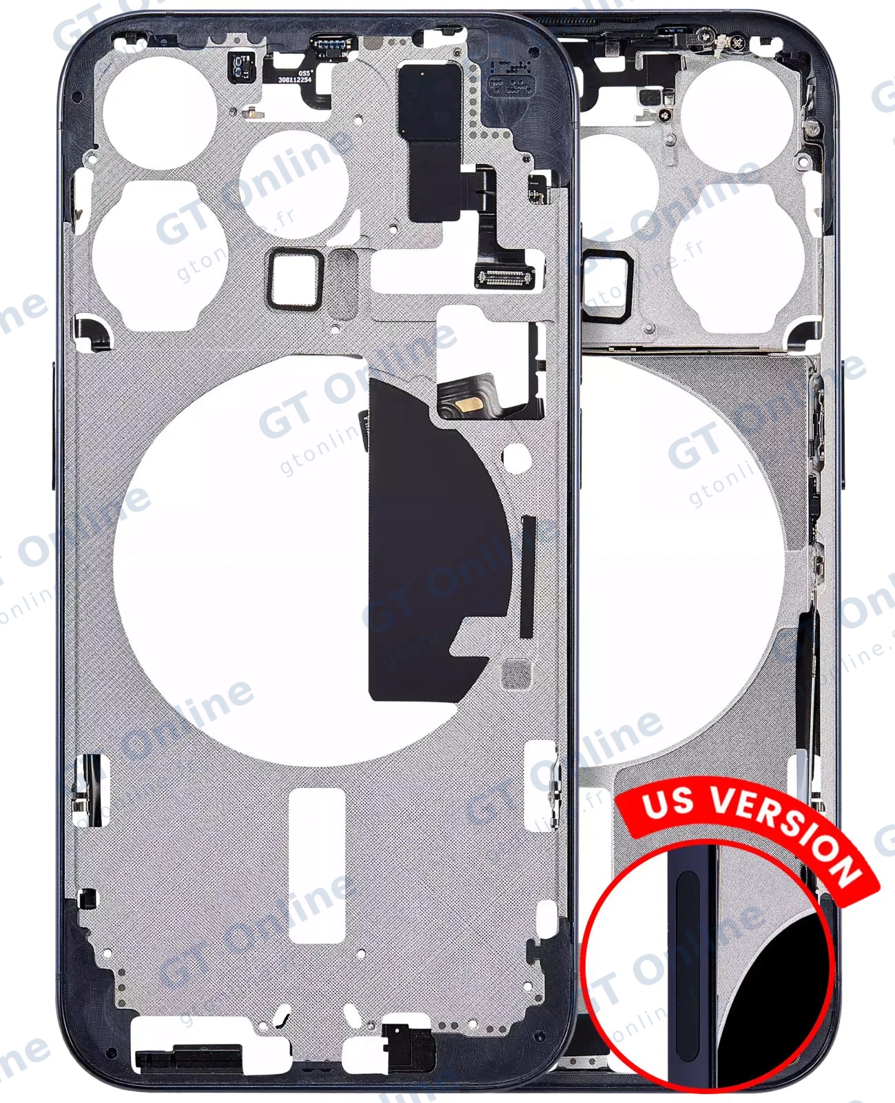 Châssis pour Apple iPhone 15 Pro (version US, compatible premium, Blue Titanium)