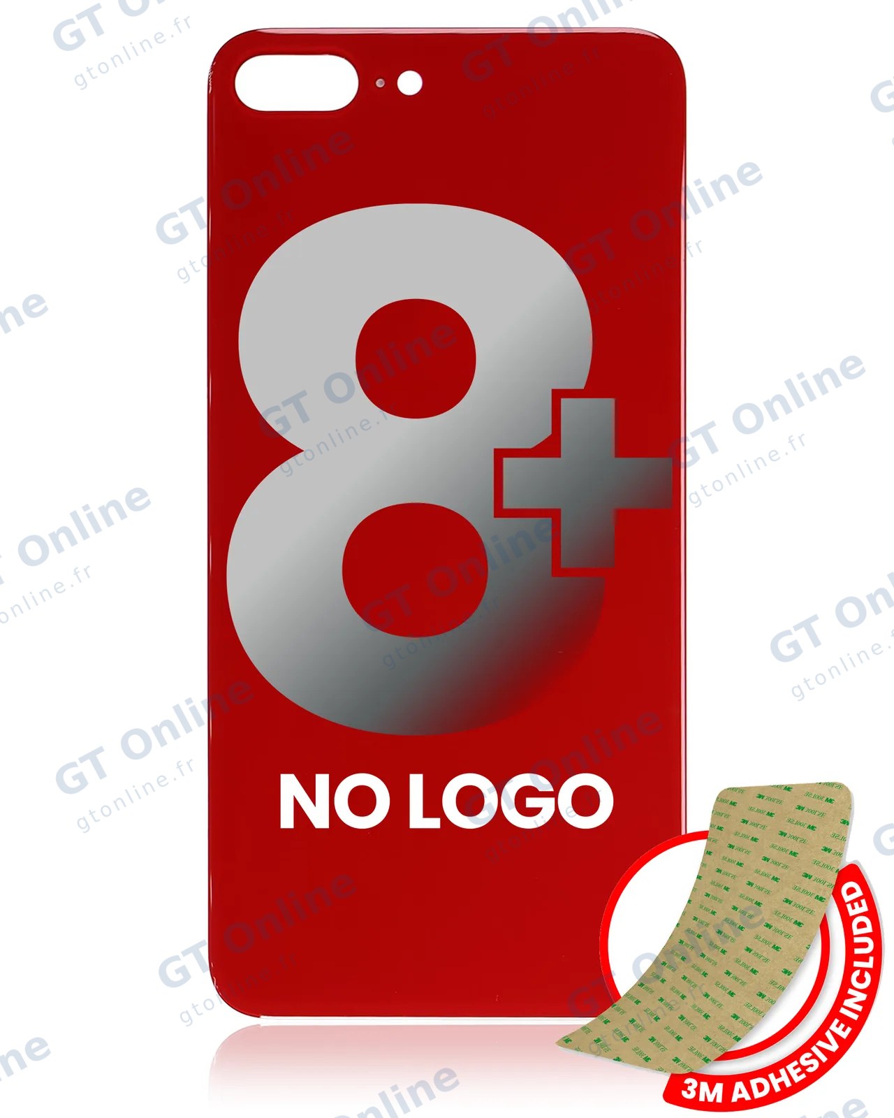 Vitre arrière pour Apple iPhone 8 Plus (No Logo / Large Camera Hole, rouge)