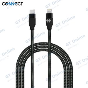 Câble Data USB-C vers Lightning CONNECT MC-CLN7 Nylon Tressé 20W (2m) Noir