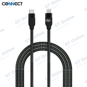 Câble Data USB-C vers Lightning CONNECT MC-CLN7 Nylon Tressé 20W (2m) Noir