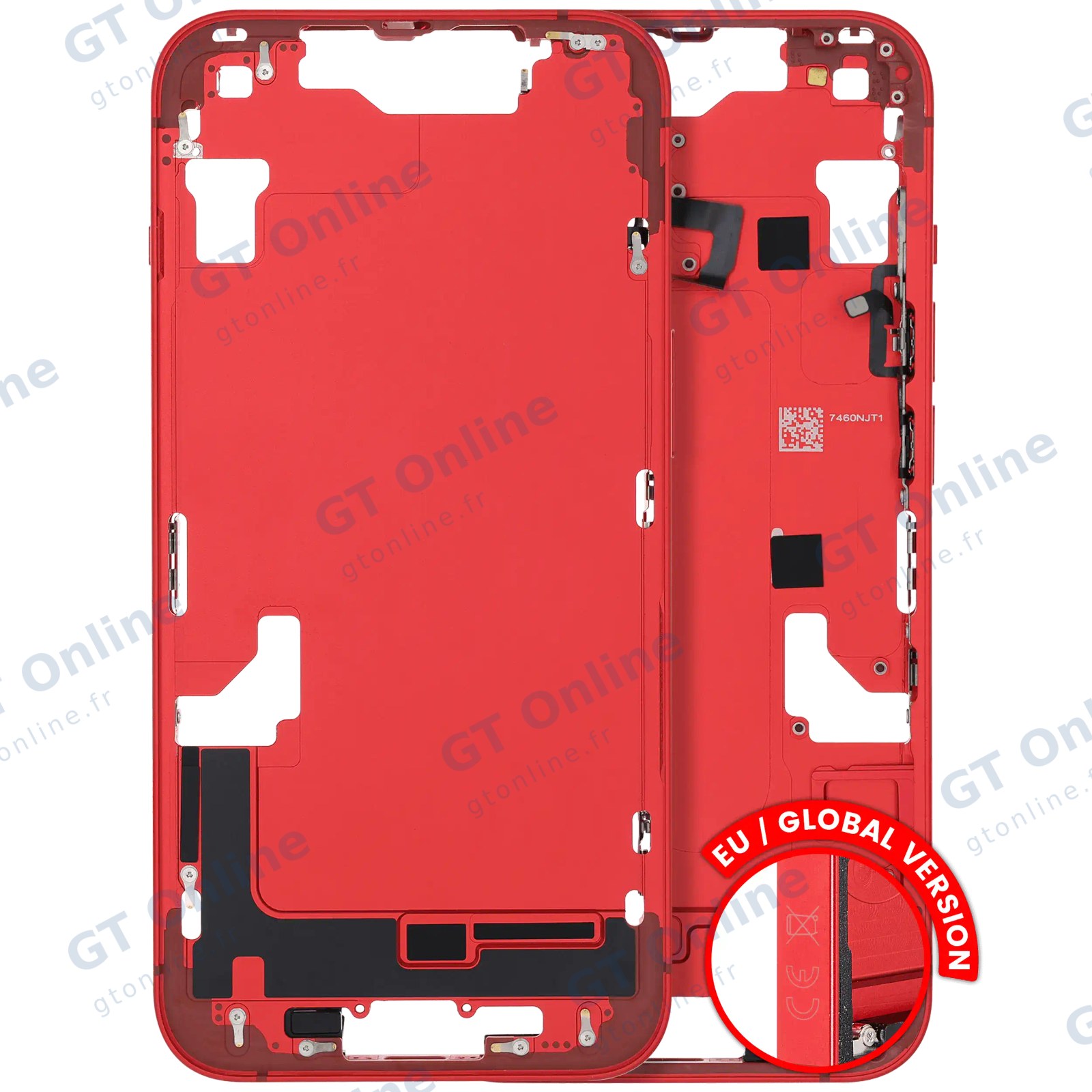 Châssis pour Apple iPhone 14 (version EU, origine d'occasion — grade B, rouge) — Châssis central avec petites pièces