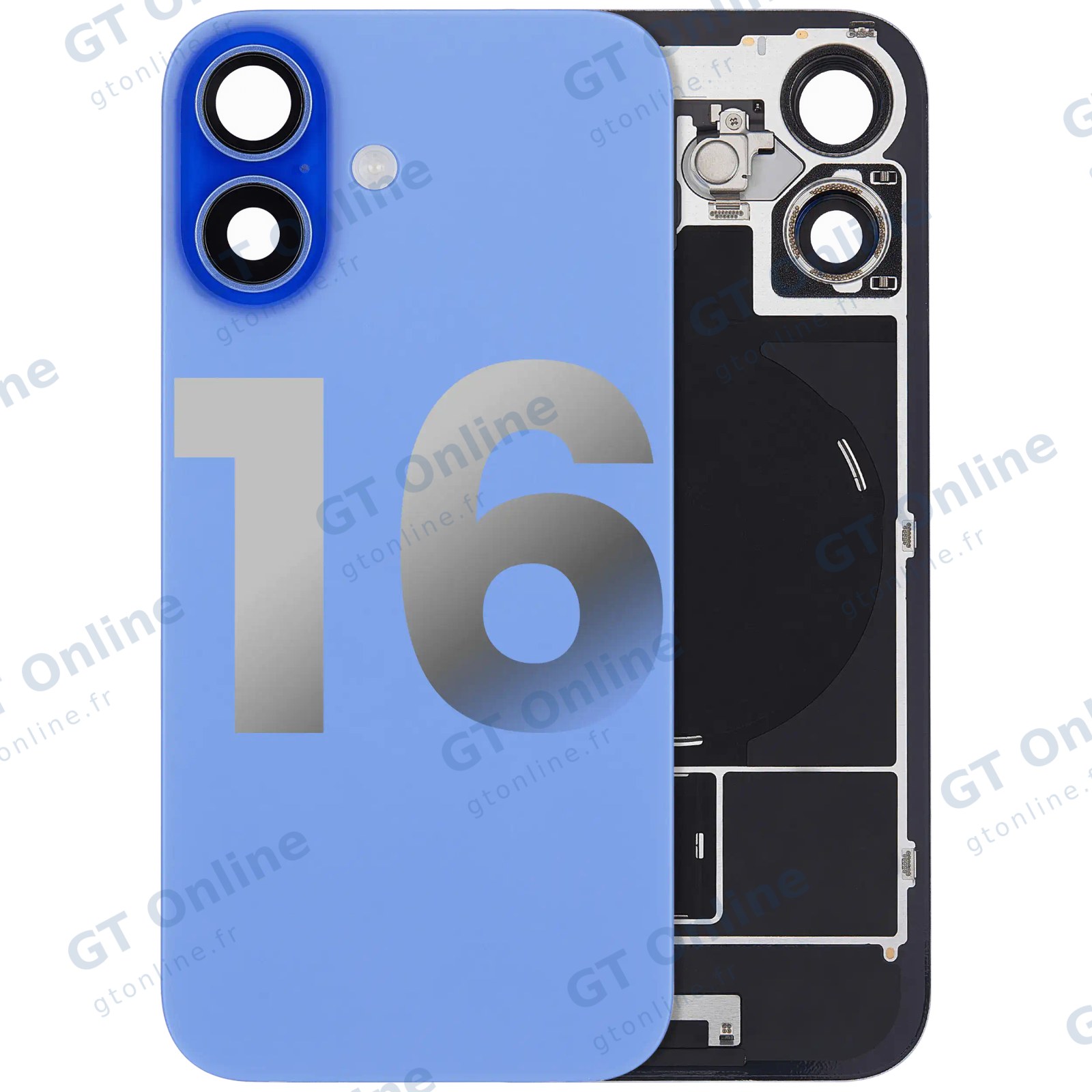 Vitre arrière pour Apple iPhone 16 (origine d'occasion — grade B, bleu outremer)