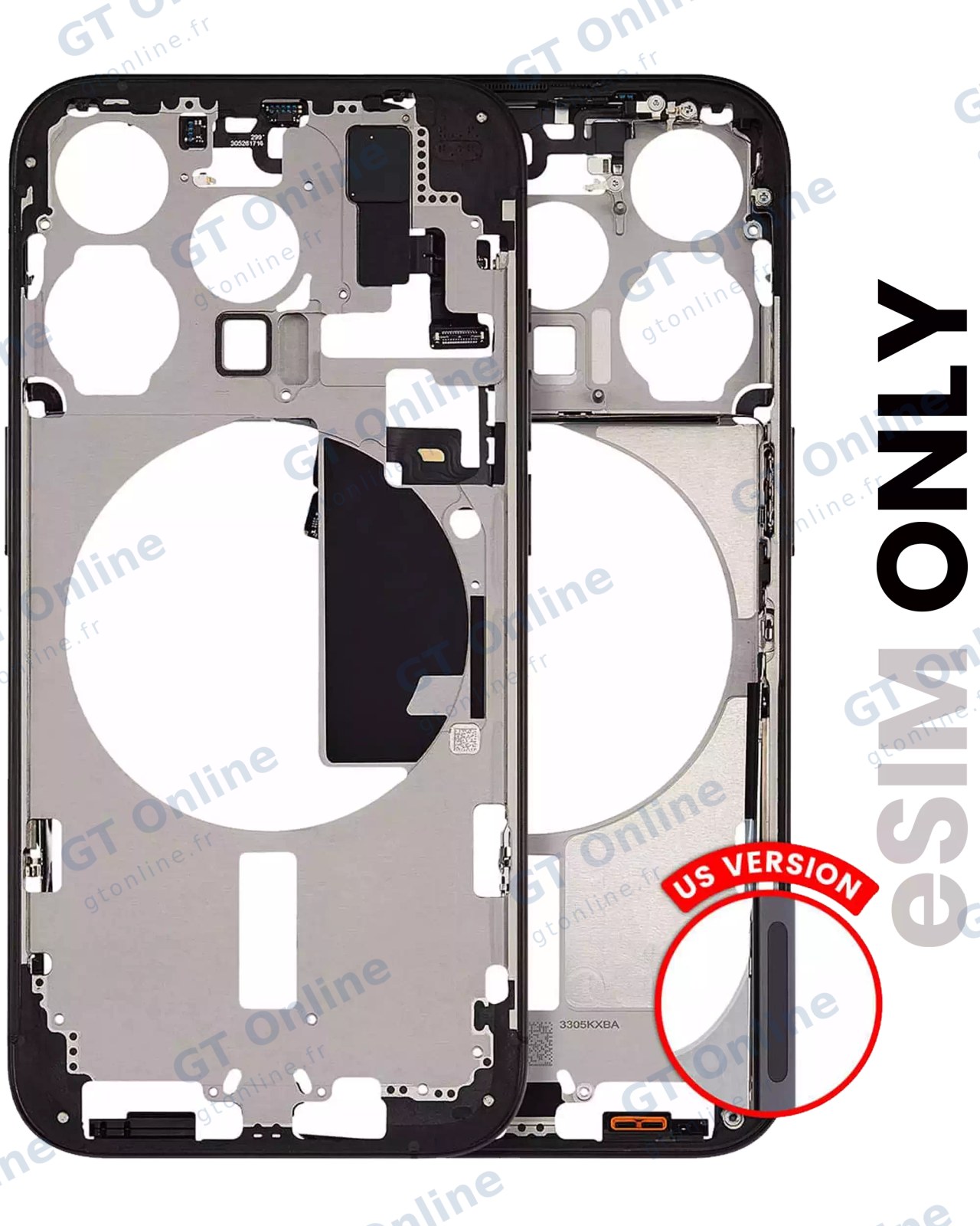 Châssis pour Apple iPhone 15 Pro (version US, origine d'occasion — grade B, Black Titanium)