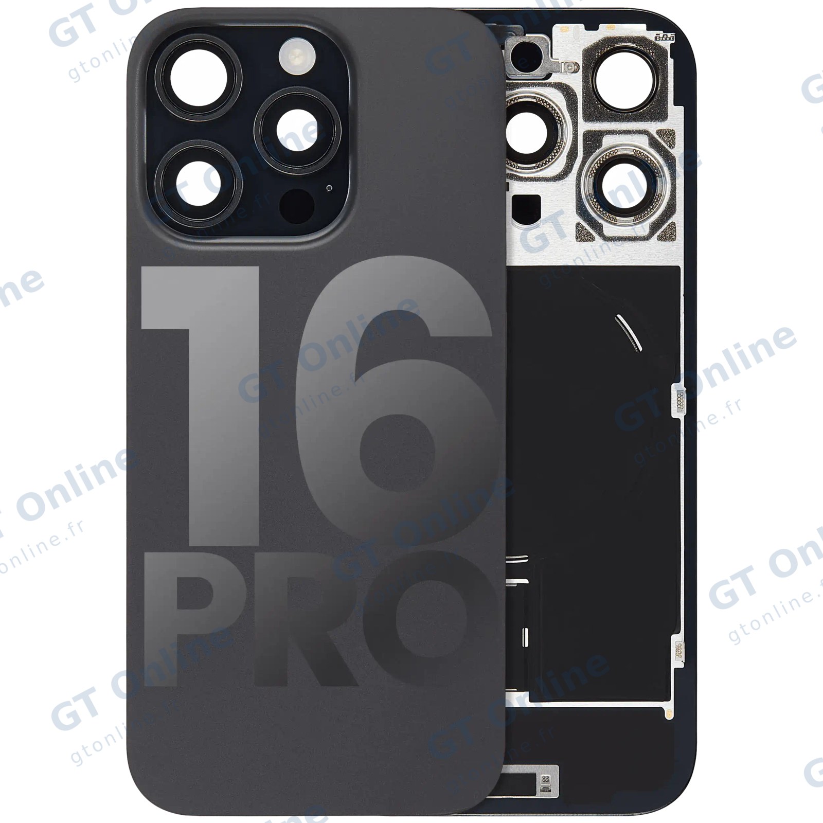 Vitre arrière pour Apple iPhone 16 Pro (origine d'occasion — grade B, titane noir)