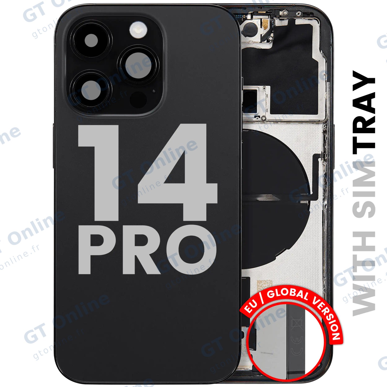 Châssis pour Apple iPhone 14 Pro (version EU, origine d'occasion — grade B, noir sidéral) — réf. 107082115618