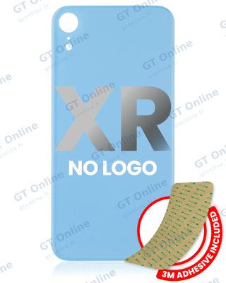 Vitre arrière pour iPhone XR (No Logo / Large Camera Hole, bleu)