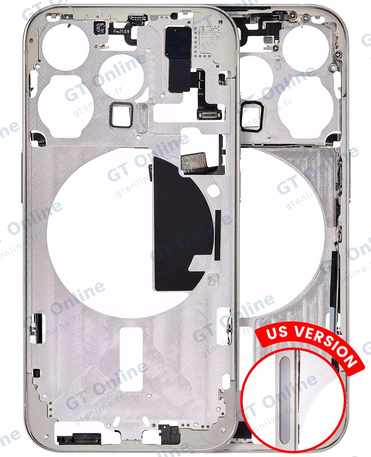 Châssis pour Apple iPhone 15 Pro (version US, compatible premium, White Titanium)