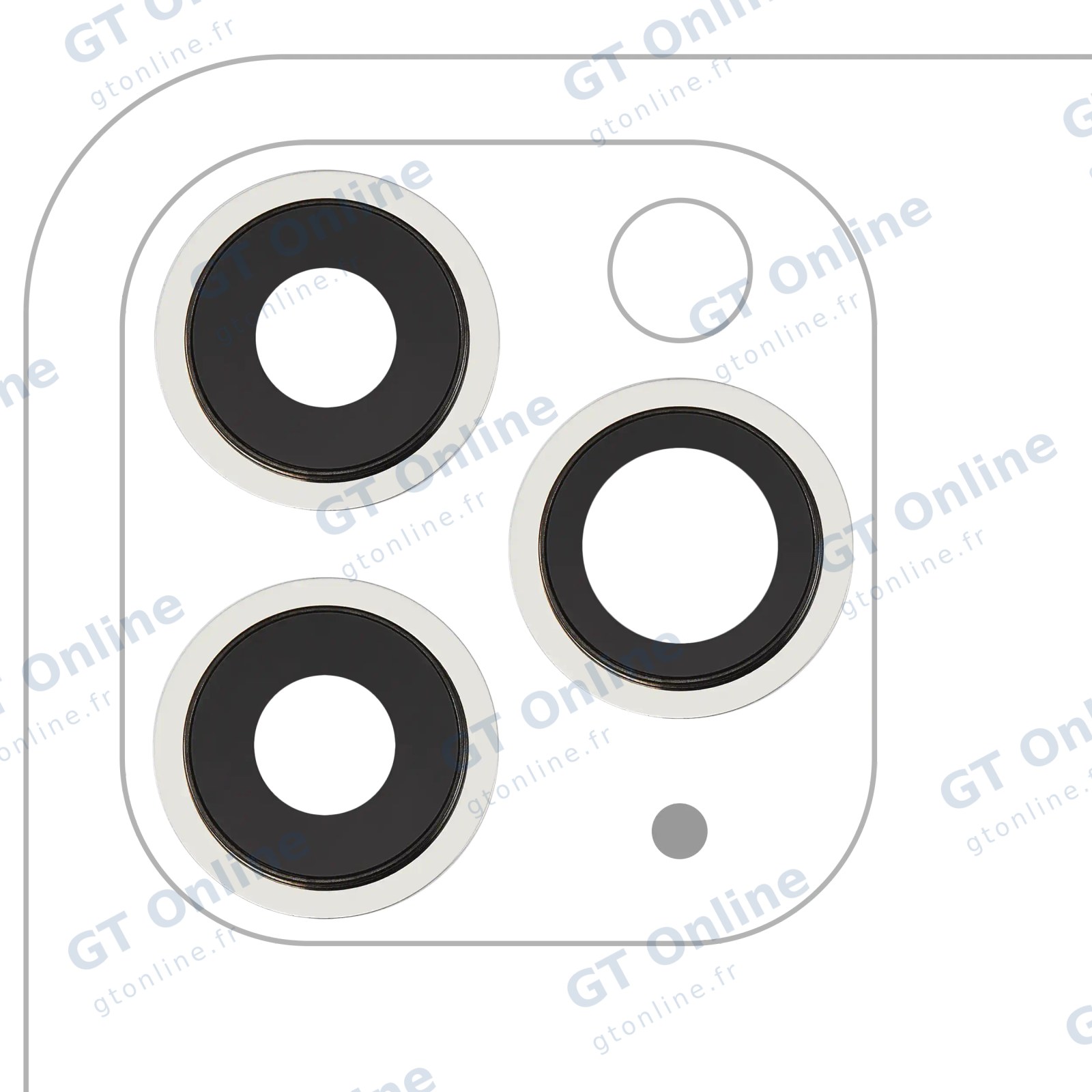Lentille de caméra arrière avec support et anneau pour Apple iPhone 11 Pro / Pro Max (lot de 3, Real Sapphire, premium, blanc)