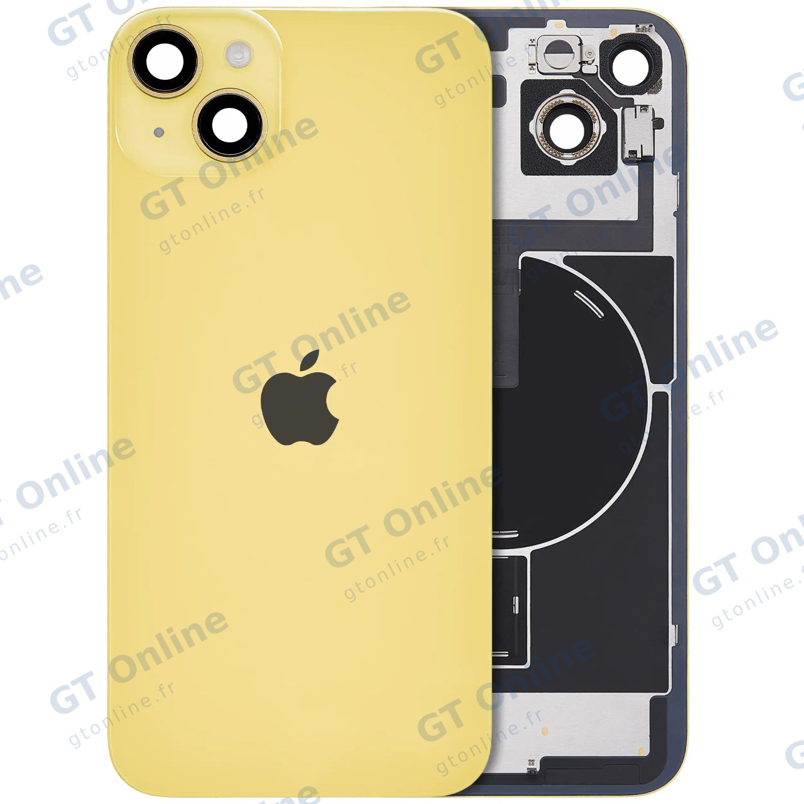 Vitre arrière avec MagSafe, NFC et nappe flash pour Apple iPhone 14 Plus (origine, jaune)