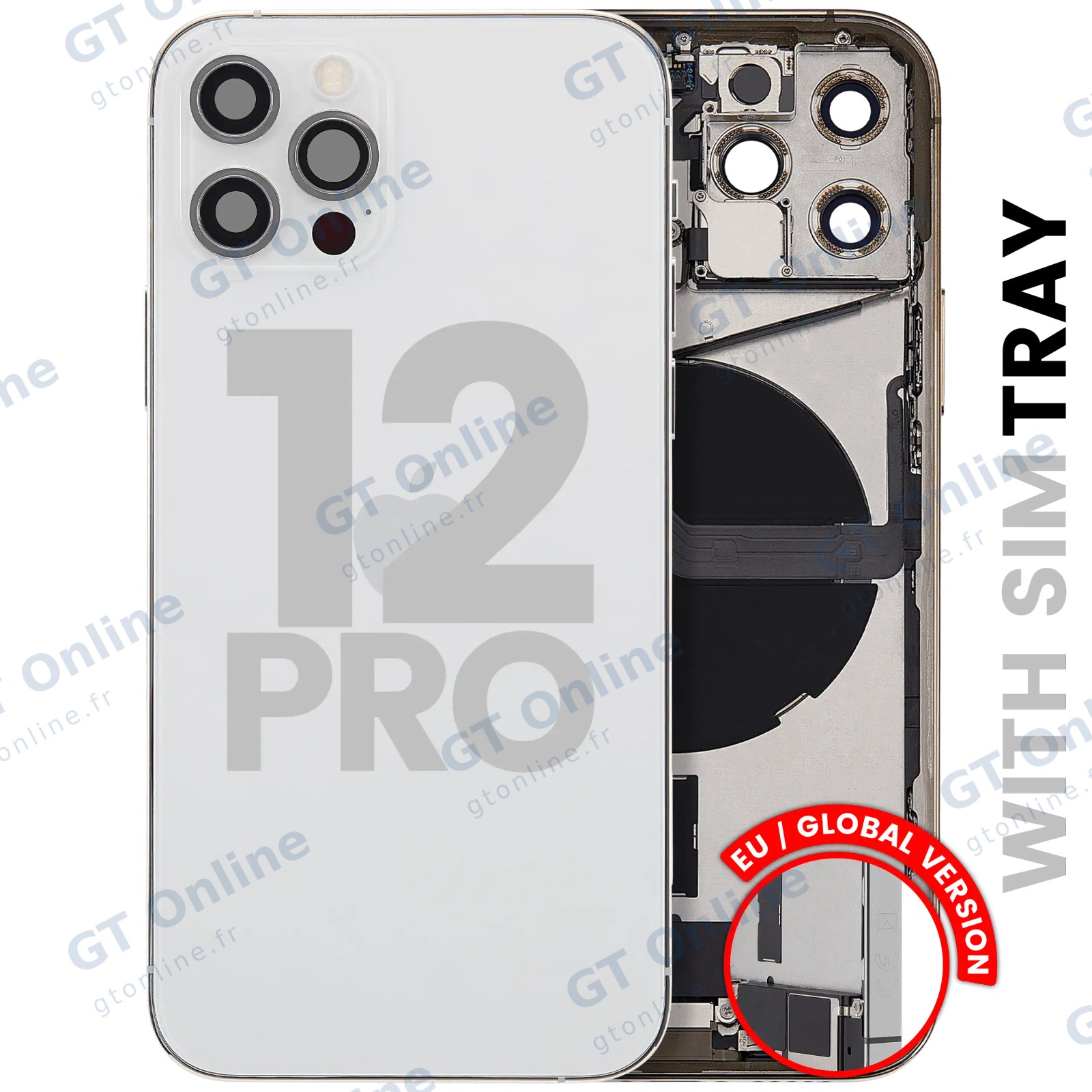 Châssis pour Apple iPhone 12 Pro (version EU, origine d'occasion — grade A, argent)
