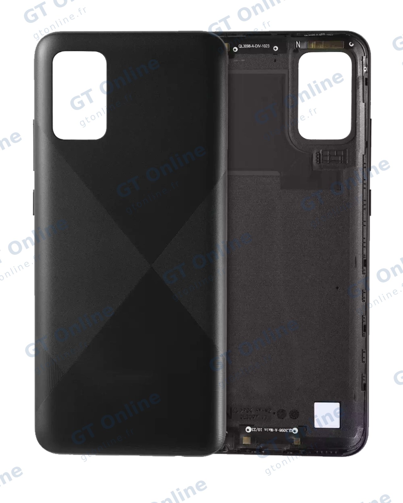 Vitre arrière pour Samsung Galaxy A02S (A025 / 2020) (pack service origine, noir)