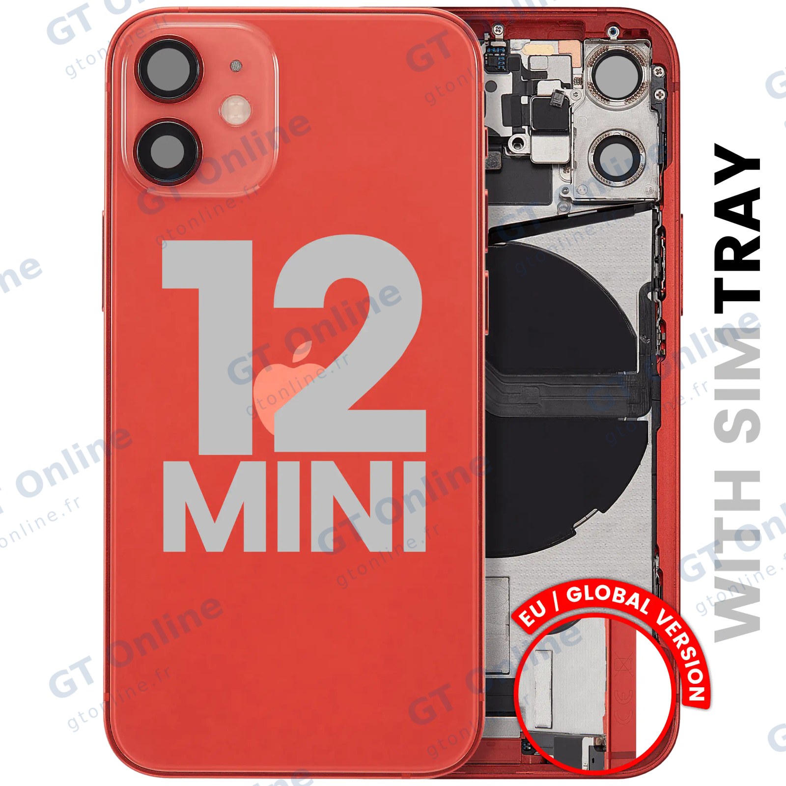 Châssis pour Apple iPhone 12 Mini (version EU, origine d'occasion — grade A, rouge)
