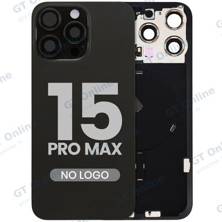 Vitre arrière pour Apple iPhone 15 Pro Max (sans logo, compatible, titane noir) — réf. 107082130572