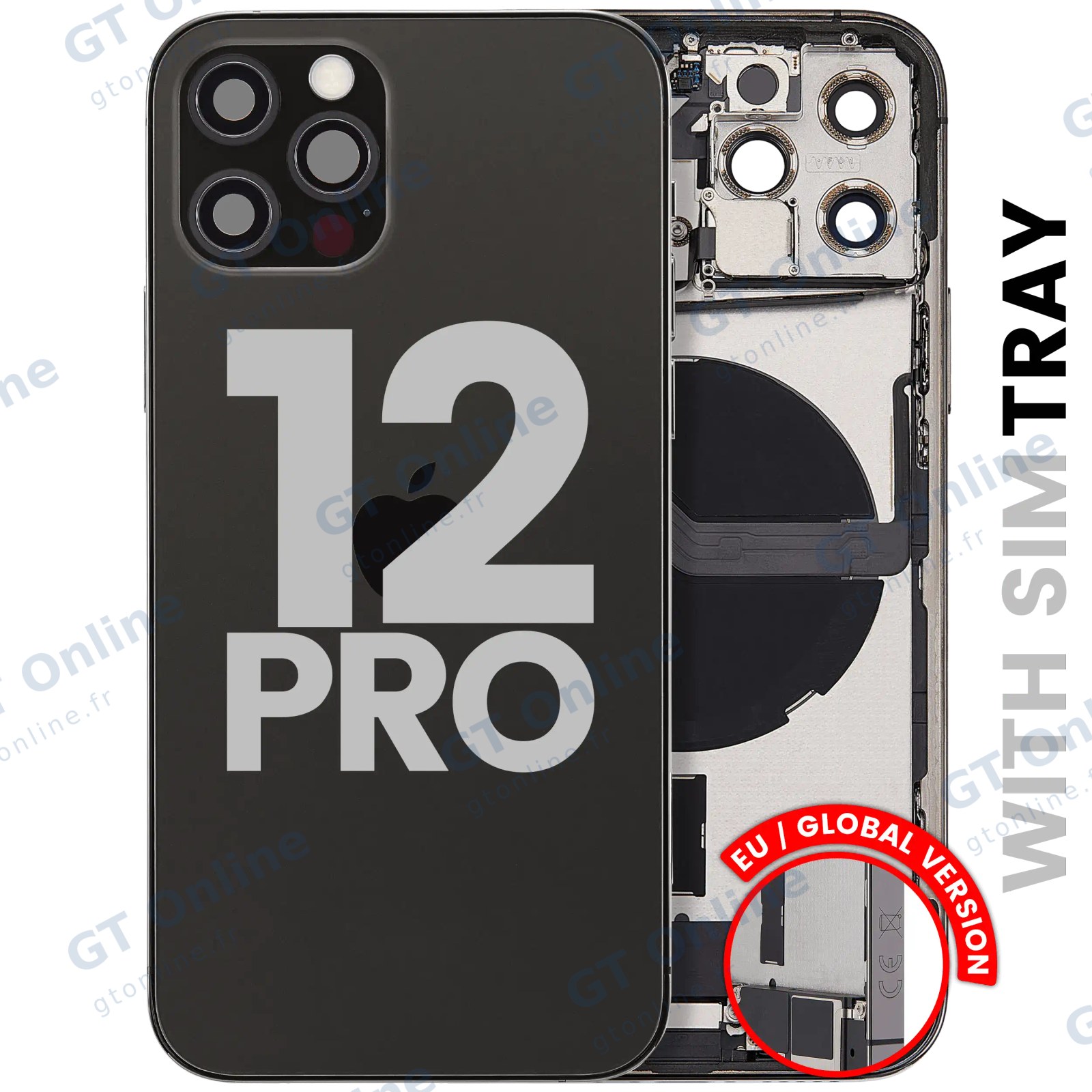 Châssis pour Apple iPhone 12 Pro (version EU, origine d'occasion — grade A, graphite)