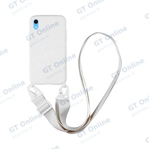 Coque Silicone avec Bandoulière Apple iPhone XR (#16) Blanc