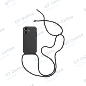 Coque Silicone avec Cordon Apple iPhone 17 (#08) Noir