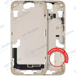 Châssis pour Apple iPhone 15 Plus (version EU, origine d'occasion — grade A, jaune) — Châssis central avec petites pièces