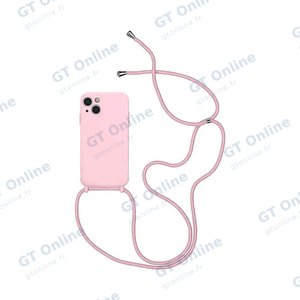Coque Silicone avec Cordon Apple iPhone 14 Plus (02) Rose