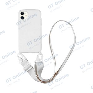 Coque Silicone avec Bandoulière Apple iPhone 11 (#16) Blanc