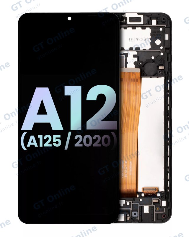 Écran LCD avec châssis pour Samsung Galaxy A12 (A125 / 2020) (pack service origine, toutes couleurs)