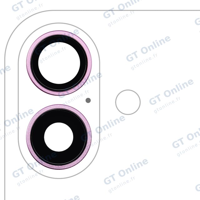 Lentille de caméra arrière avec support et anneau pour Apple iPhone 16 / 16 Plus (lot de 2, premium, rose)