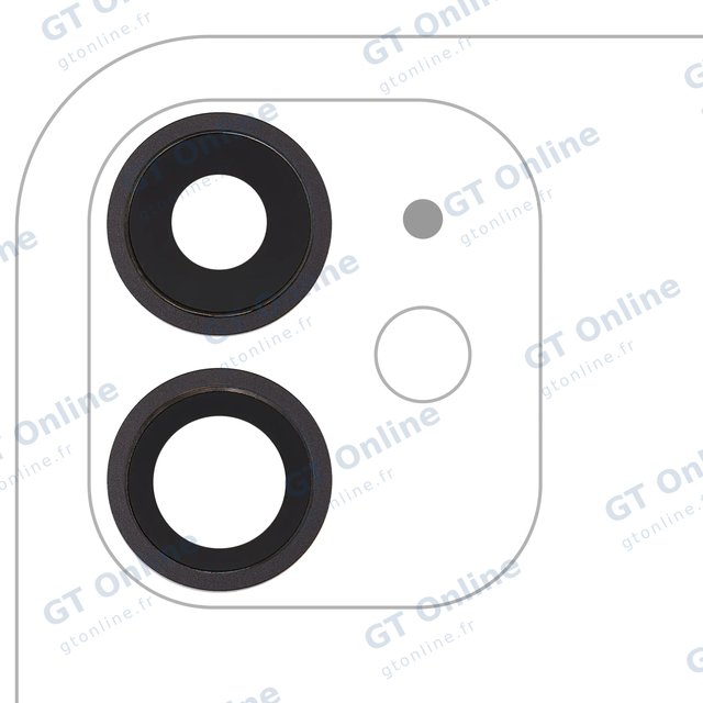 Lentille de caméra arrière avec support et anneau pour Apple iPhone 11 (lot de 2, Real Sapphire, premium, noir)