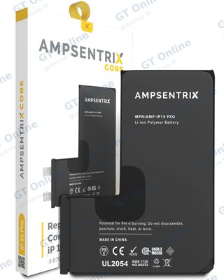 Cellule de batterie nue à souder pour Apple iPhone 15 Pro (soudure par points requise, AmpSentrix Core)