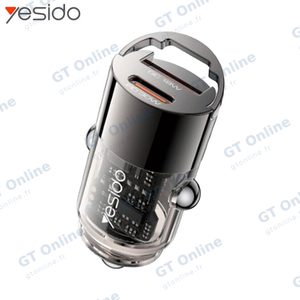 Chargeur Allume-Cigare Yesido Y68 SUPER FAST (Type-C PD30W + USB-A QC18W) Noir