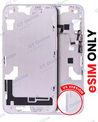 Châssis avec petits composants pour Apple iPhone 14 (version US, eSIM uniquement, compatible, violet)