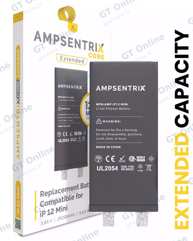 Cellule de batterie nue à souder pour Apple iPhone 12 Mini (soudure par points requise, AmpSentrix Core Extended)