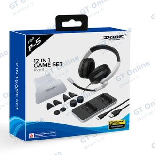 Kit d’accessoires 12 pièces pour PlayStation 5 (casque, station de charge, protections, supports) DOBE TP5-0578B